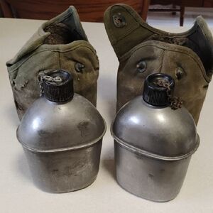 Vintage Military Canteens with Covers